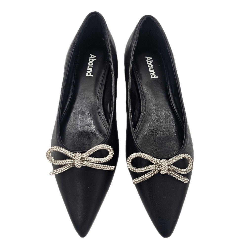 Abound Gorgi Womenโs Crystal Bow Flats Black Size 7.5